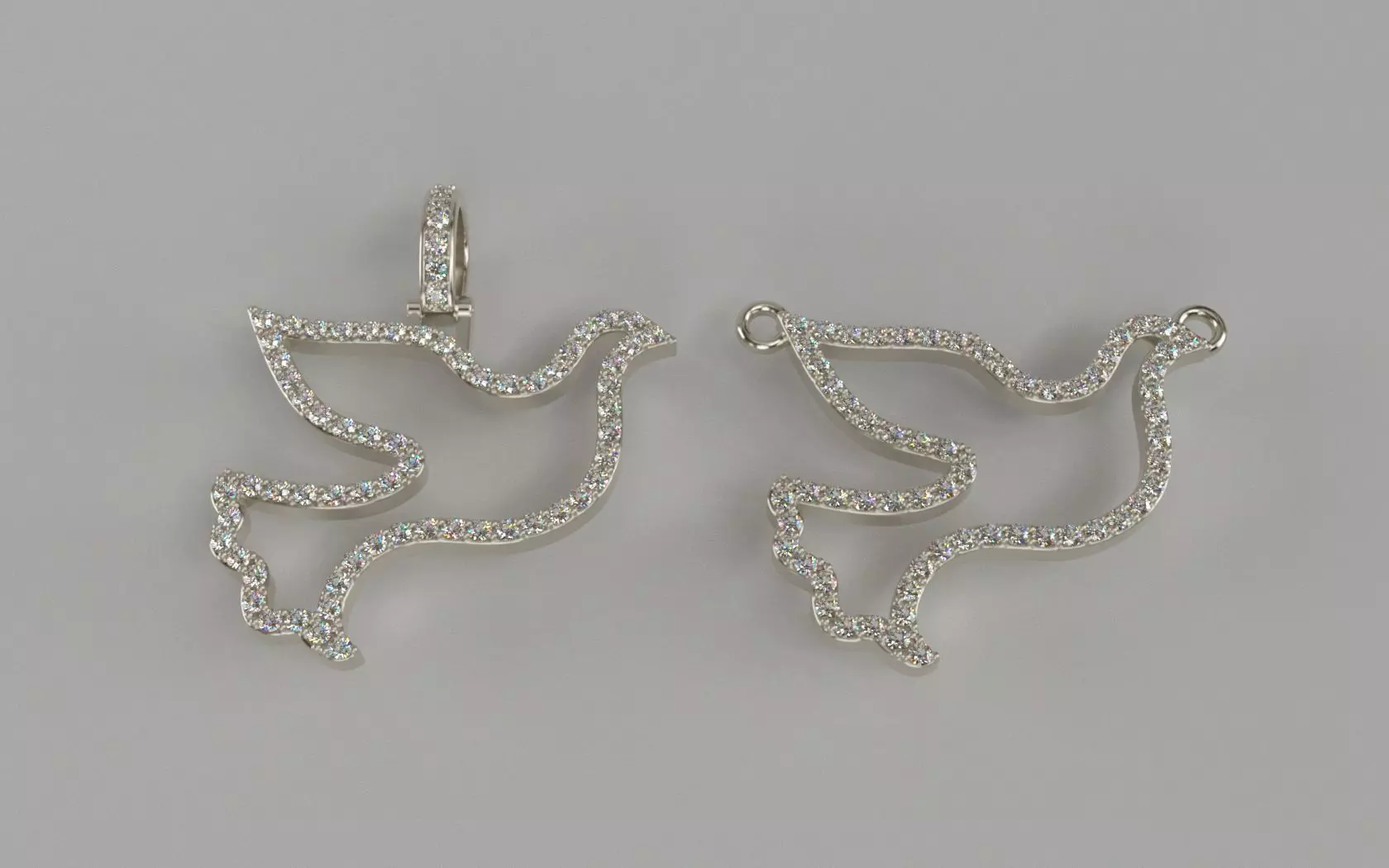 Thin Dove Pendants with Diamonds 3D print model_0