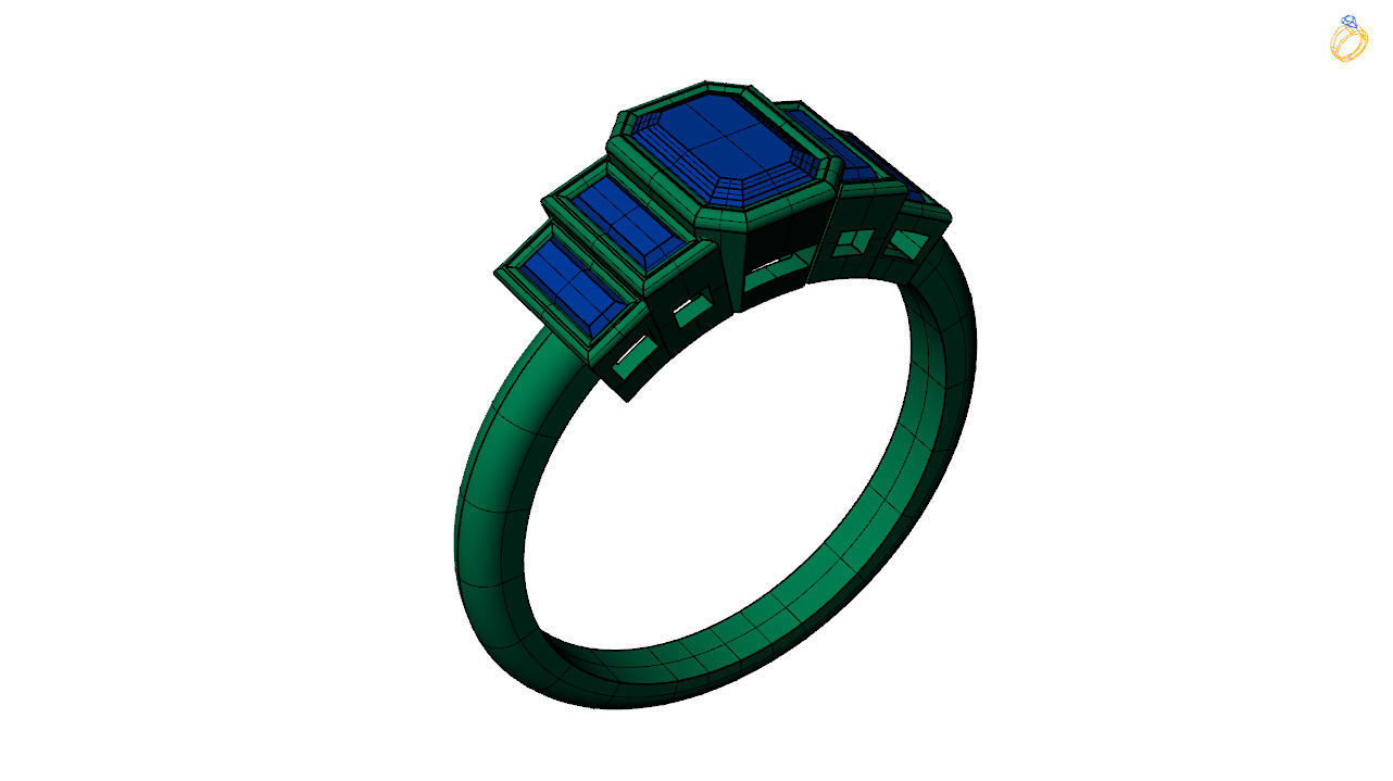baguette ring - baguette diamond ring  - baguette emerald ring  3D print model_14