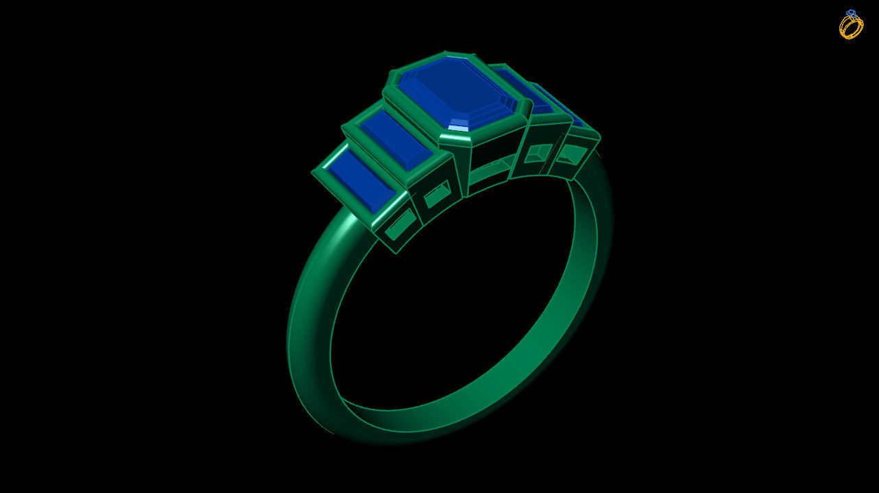 baguette ring - baguette diamond ring  - baguette emerald ring  3D print model_8