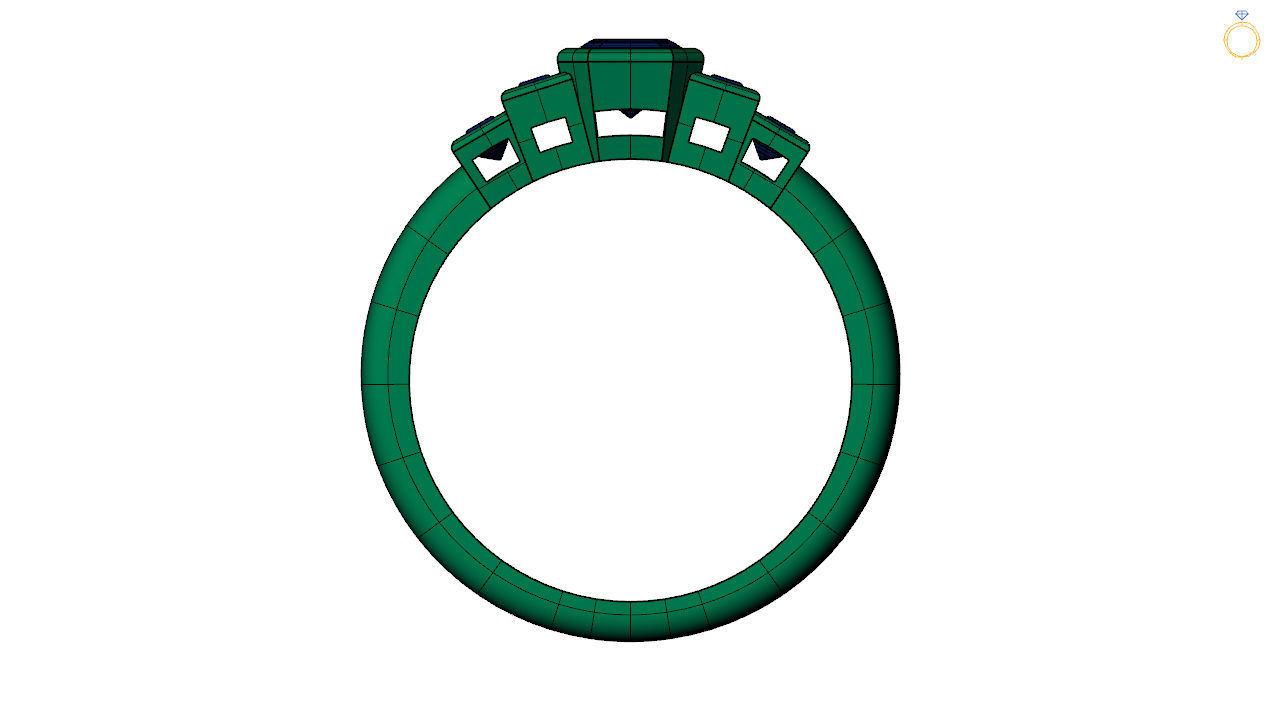 baguette ring - baguette diamond ring  - baguette emerald ring  3D print model_15