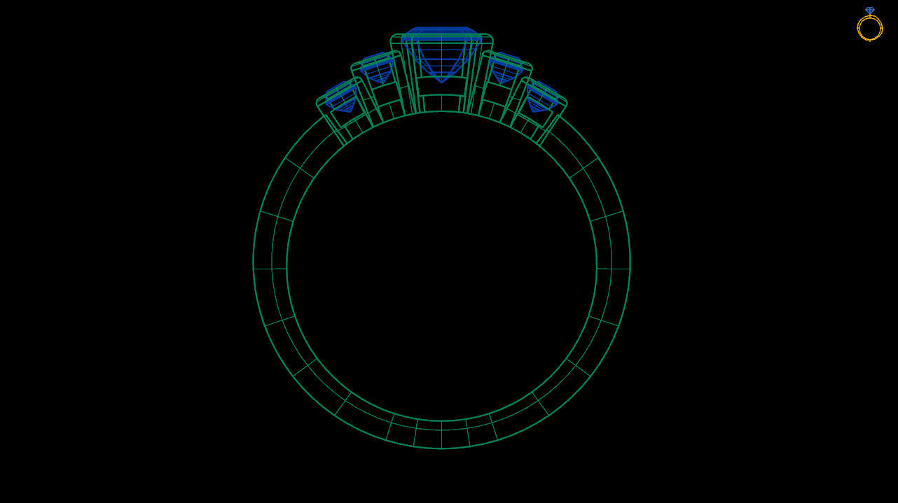 baguette ring - baguette diamond ring  - baguette emerald ring  3D print model_5