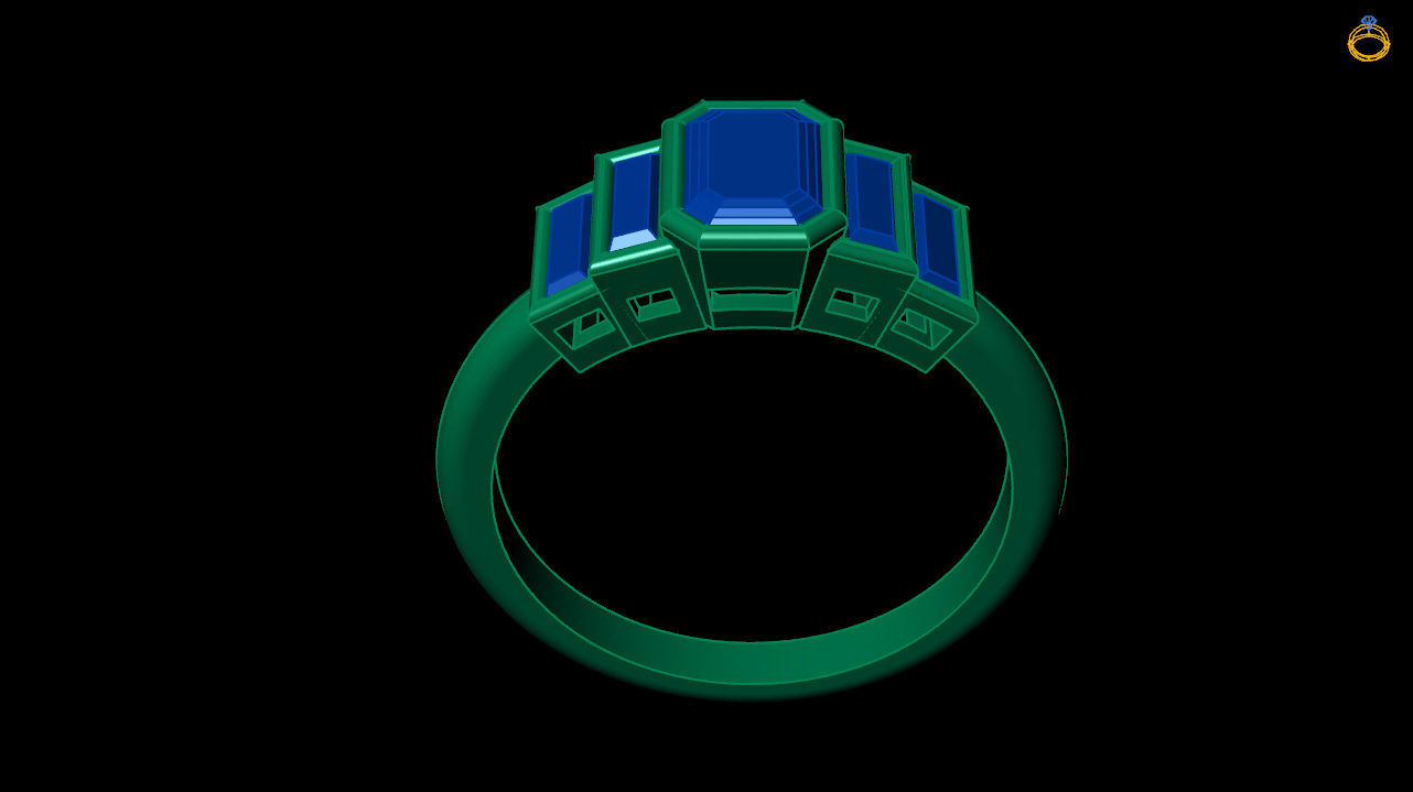 baguette ring - baguette diamond ring  - baguette emerald ring  3D print model_9