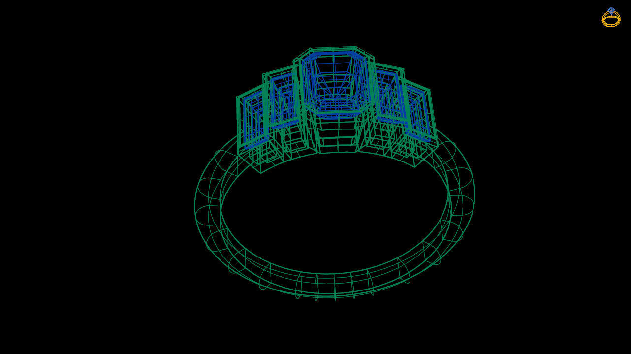 baguette ring - baguette diamond ring  - baguette emerald ring  3D print model_3