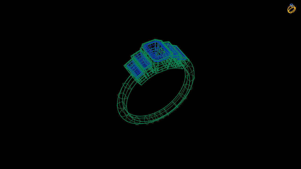 baguette ring - baguette diamond ring  - baguette emerald ring  3D print model_4