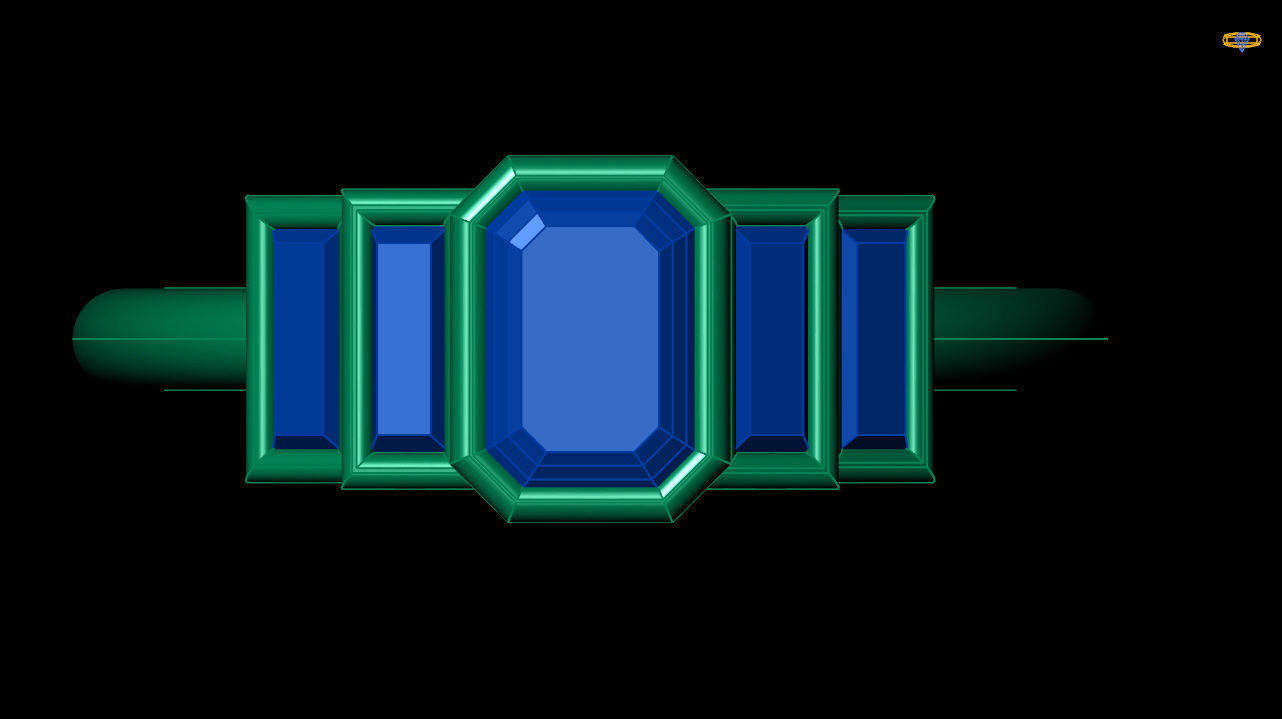 baguette ring - baguette diamond ring  - baguette emerald ring  3D print model_7