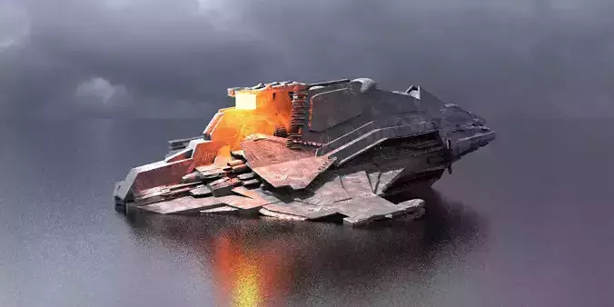 Sci-Fi Stealth Ship crashed 3