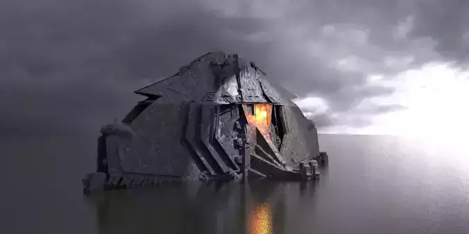 Sci-Fi Stealth Ship crashed Base City