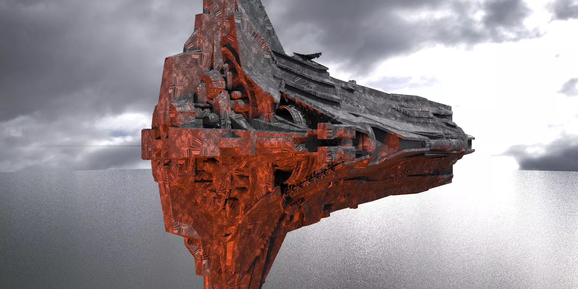 Hell scape Sci-fi Obelisk Ship 3D model