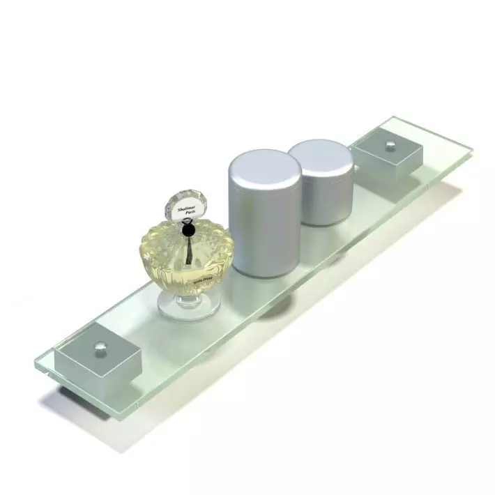 Modern Glass Bathroon Gadget Set 3D model_0