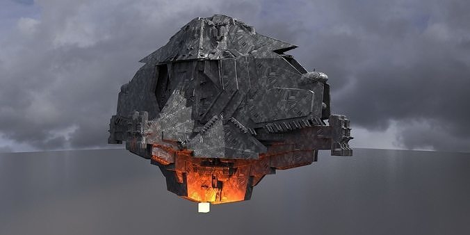 Hell scape Sci-fi Obelisk Ship 2 3D model