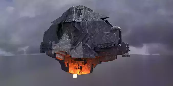 Hell scape Sci-fi Obelisk Ship 2 3D model