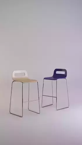 sgabello stool with wooden seat and metal frame