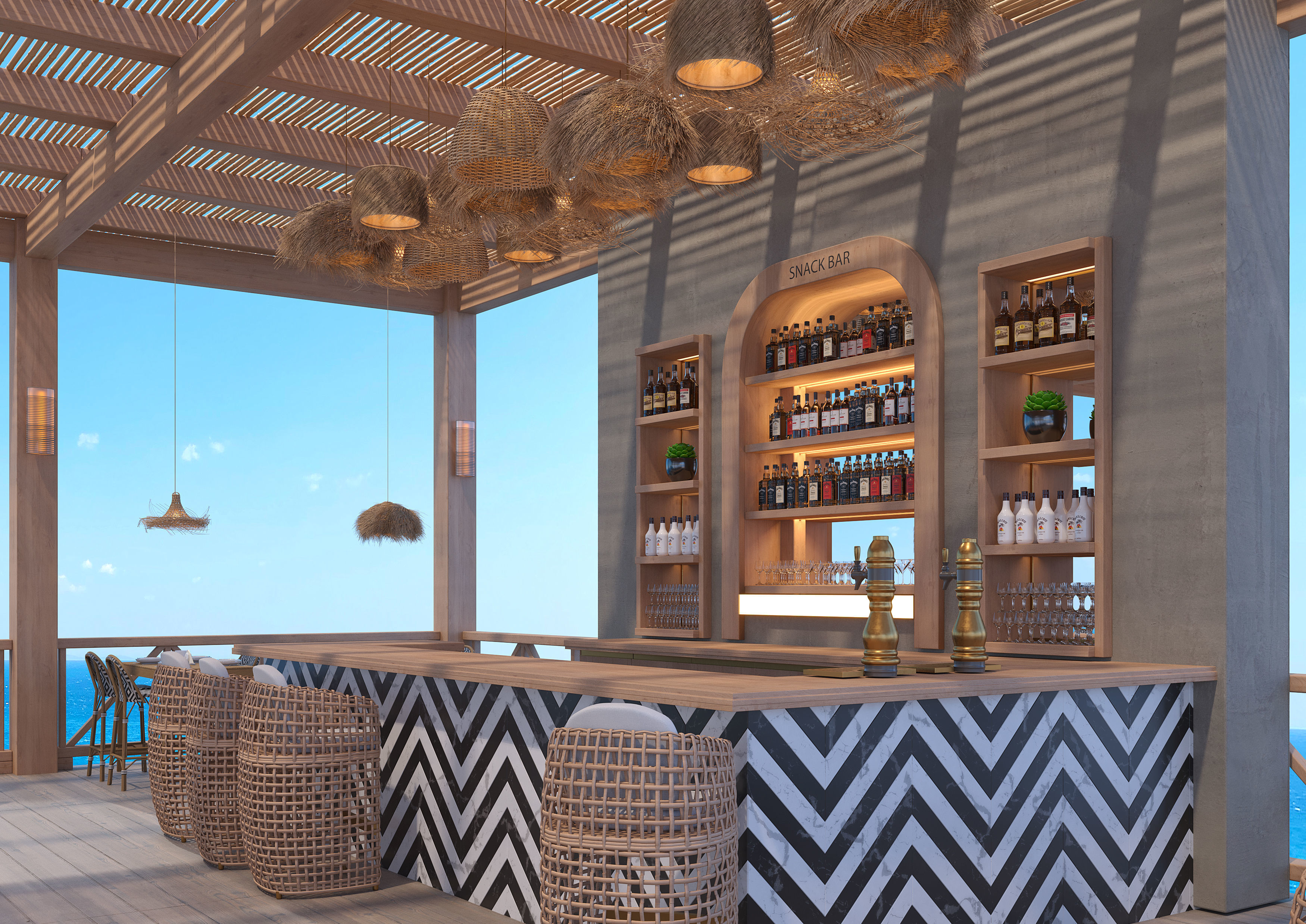 Beach Sea Side Snack Bar Restaurant - SCENE  3D model_6