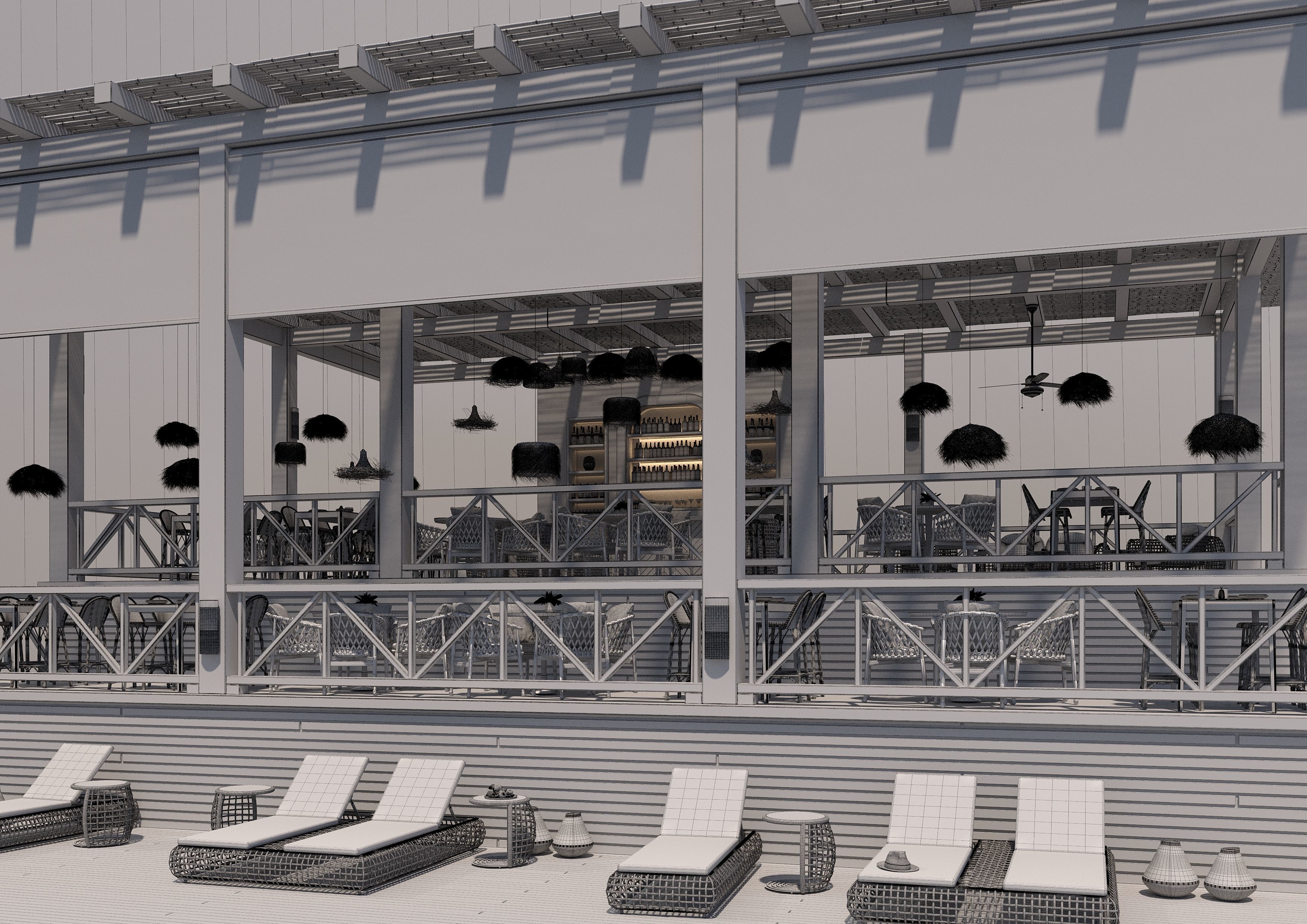 Beach Sea Side Snack Bar Restaurant - SCENE  3D model_12