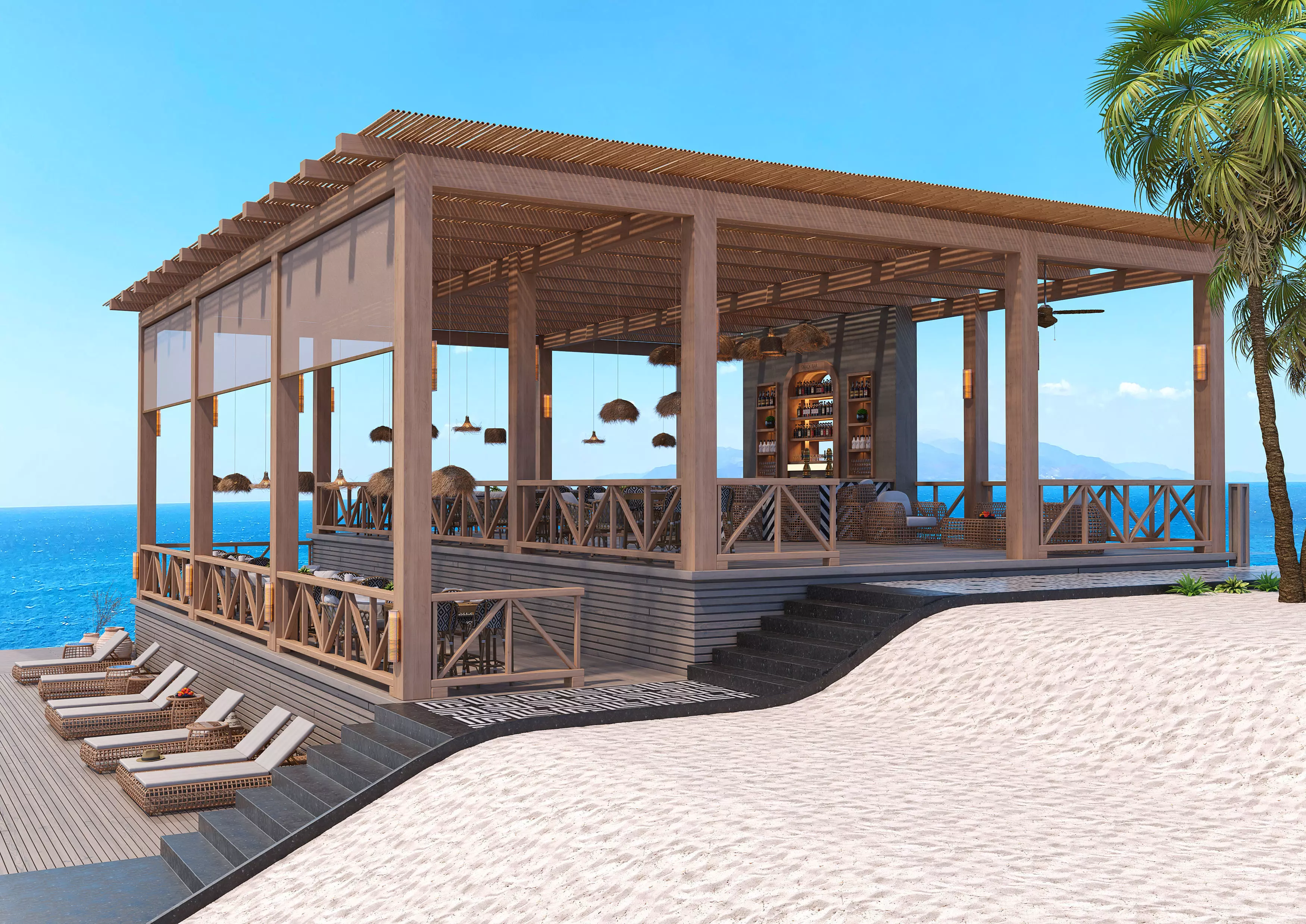 Beach Sea Side Snack Bar Restaurant - SCENE  3D model_0
