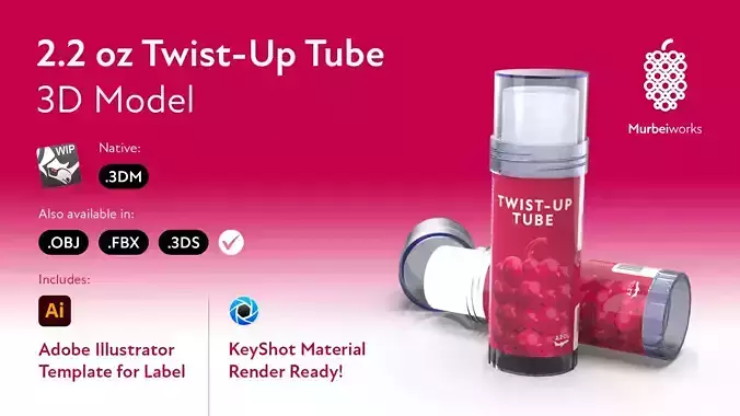 Realistic Packaging 2oz Cosmetic Twist-up Tube Container