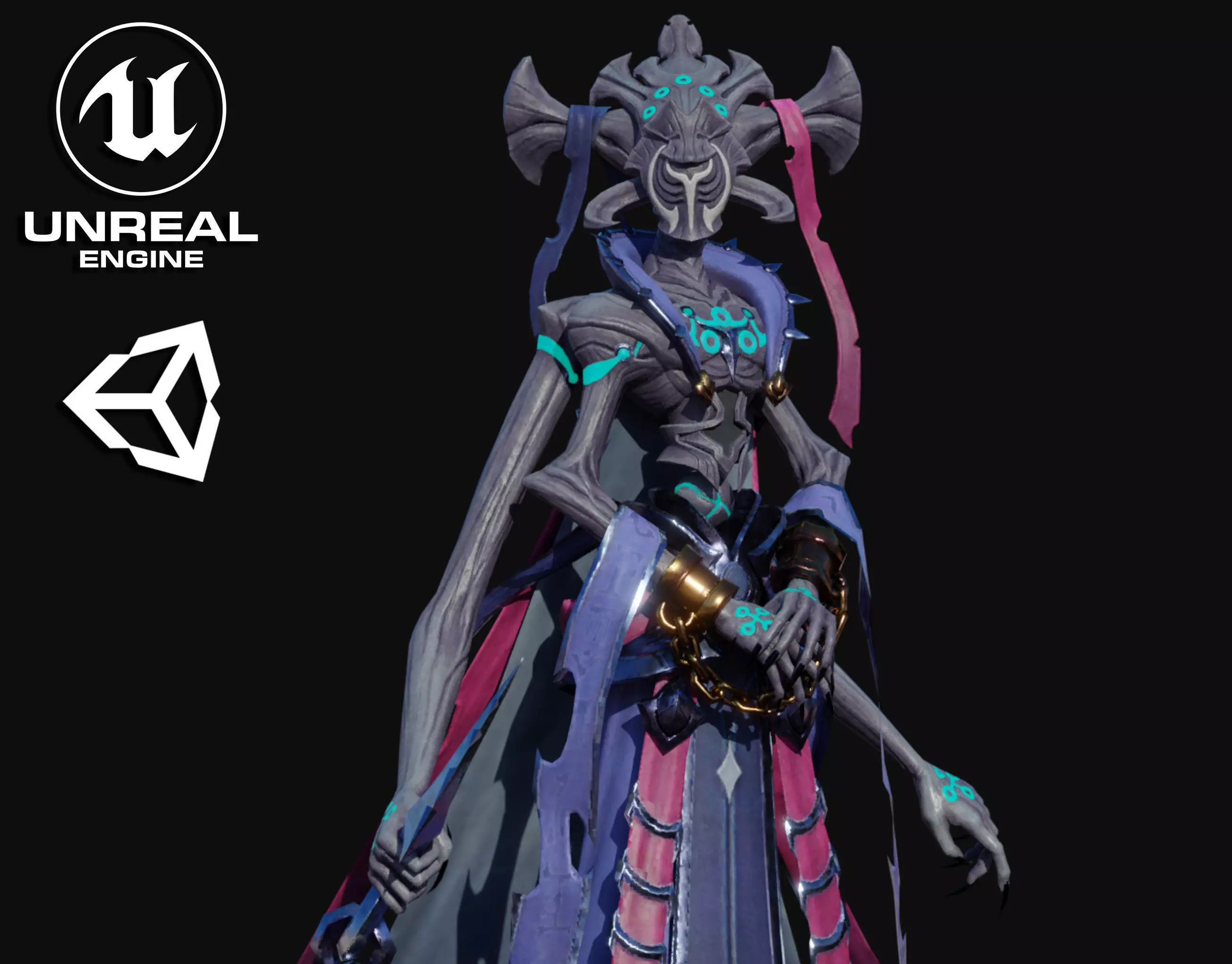 Demon Woman Low-poly 3D model_0