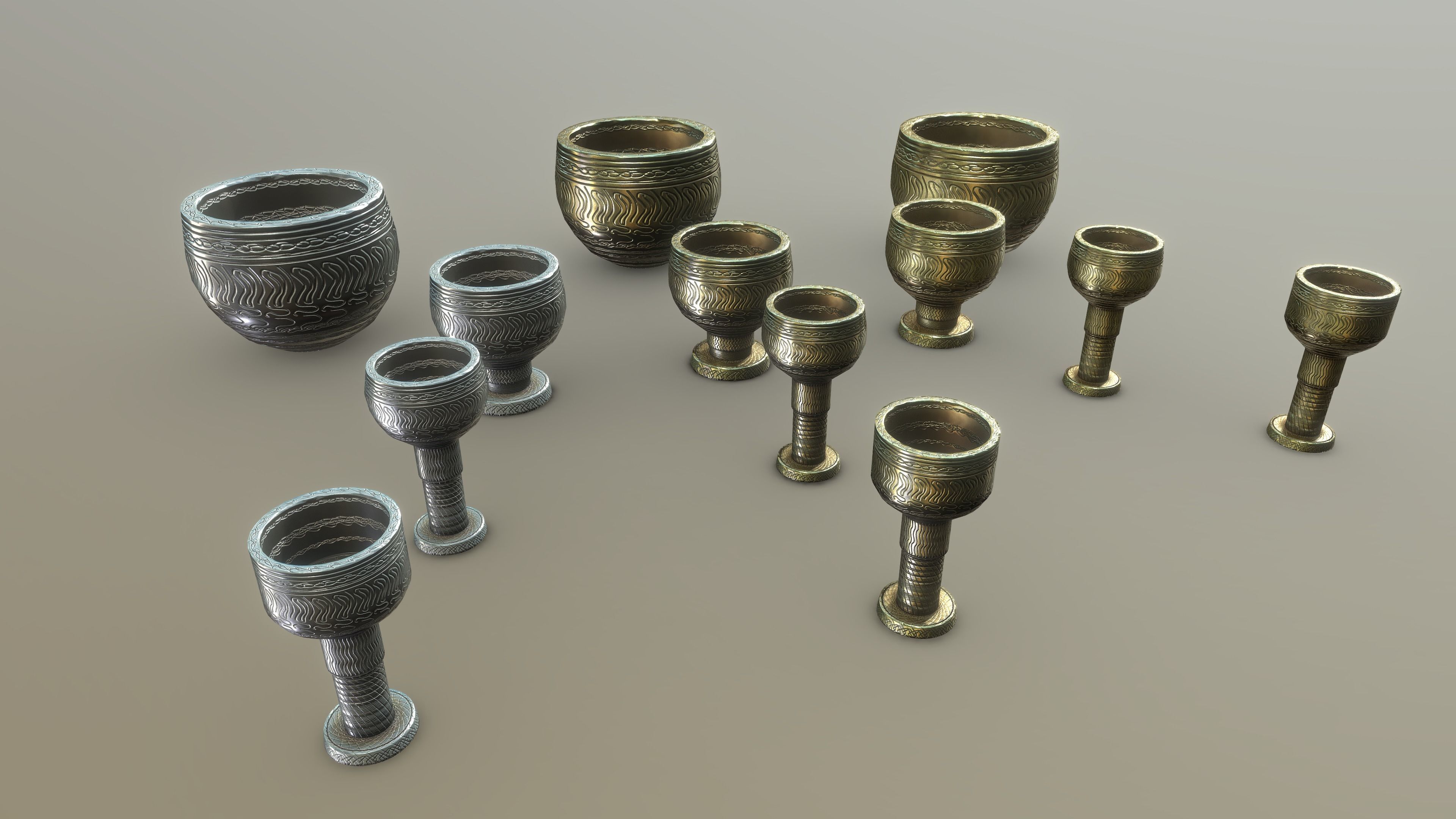Stylized PBR Chalice Pack Low-poly 3D model_2