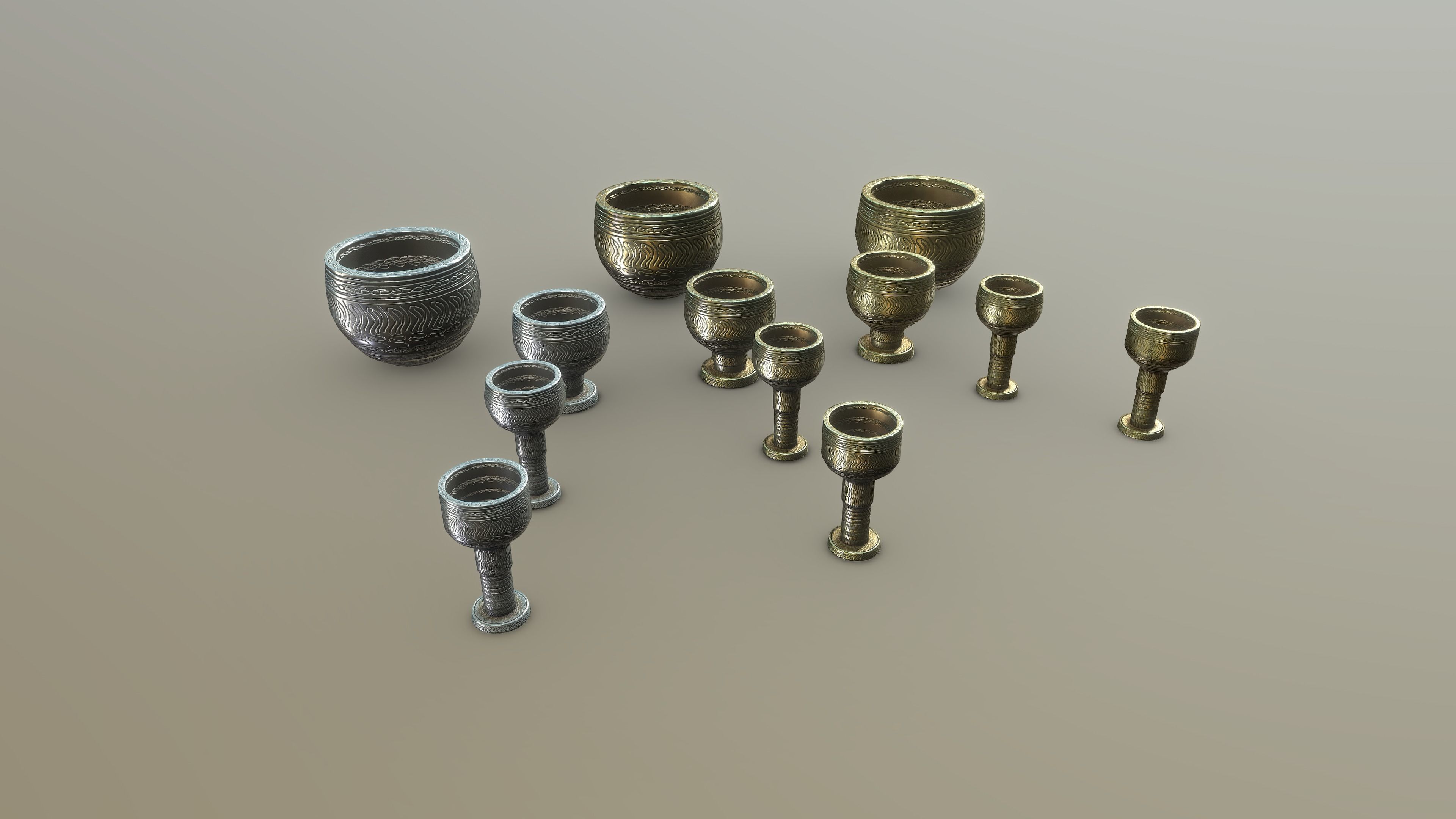 Stylized PBR Chalice Pack Low-poly 3D model_1