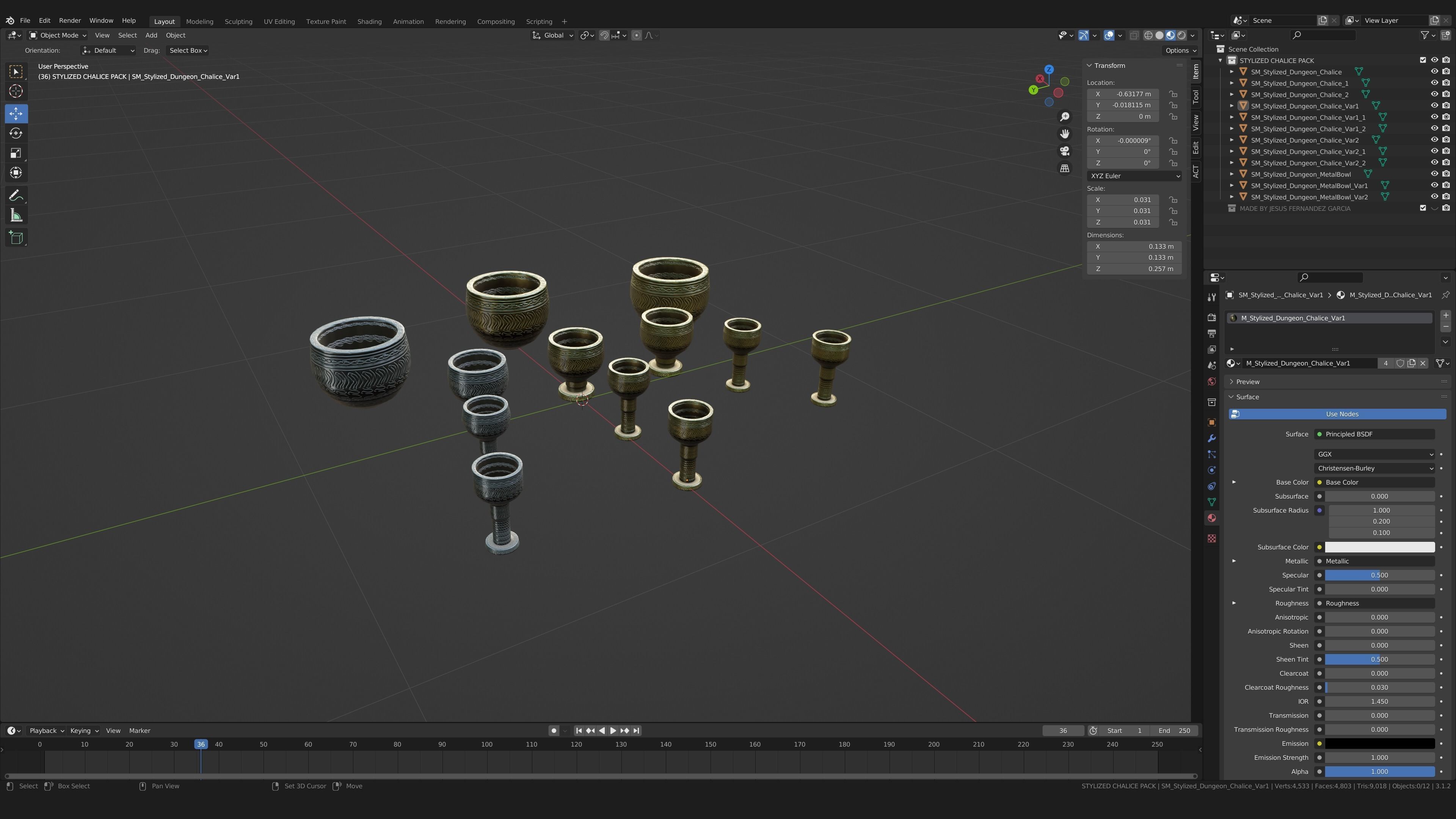 Stylized PBR Chalice Pack Low-poly 3D model_4