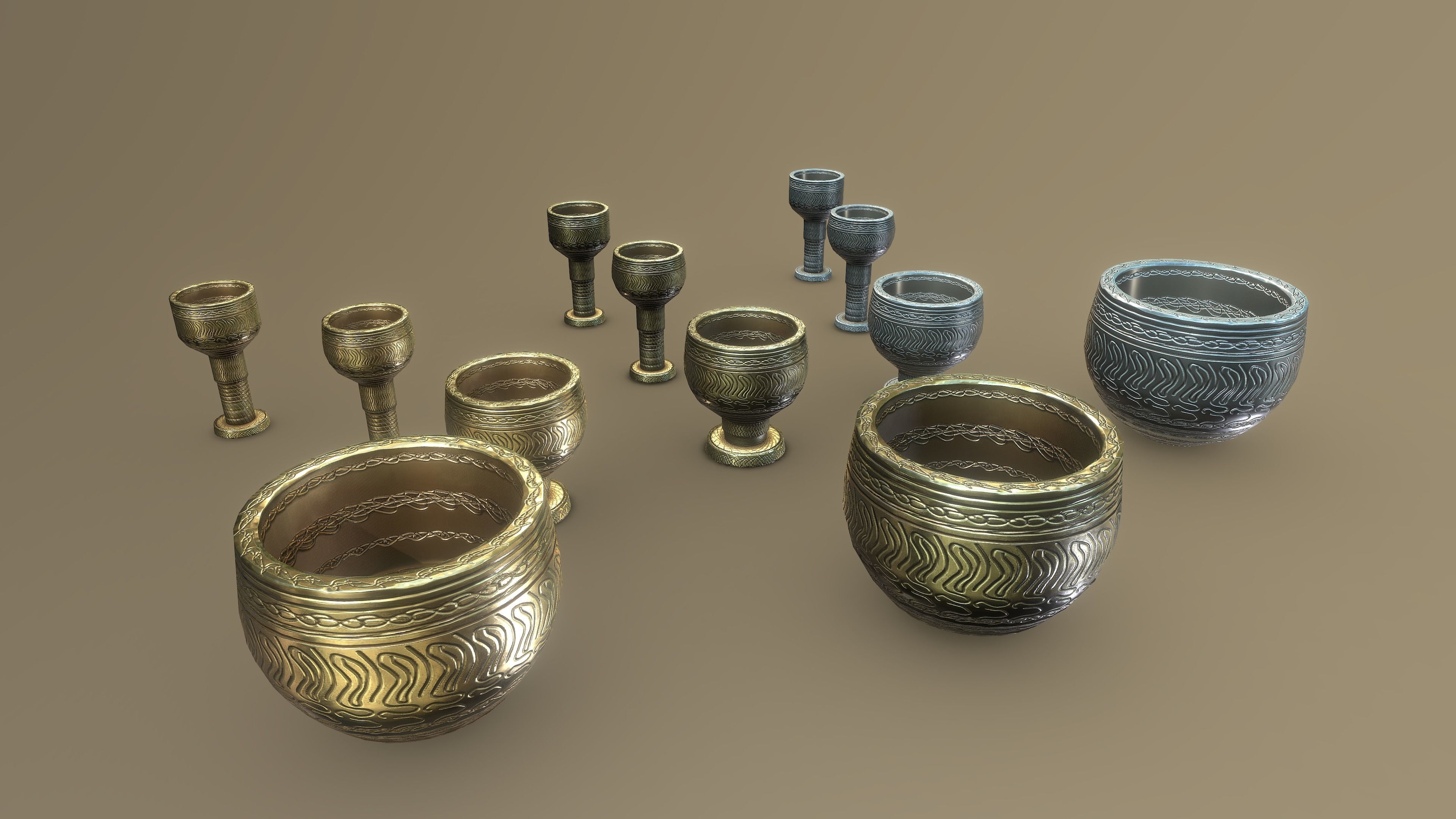 Stylized PBR Chalice Pack Low-poly 3D model_7