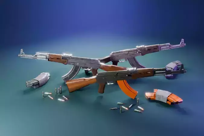 AK 47 Low-poly 3D model