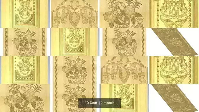 3D Door gold carved panels