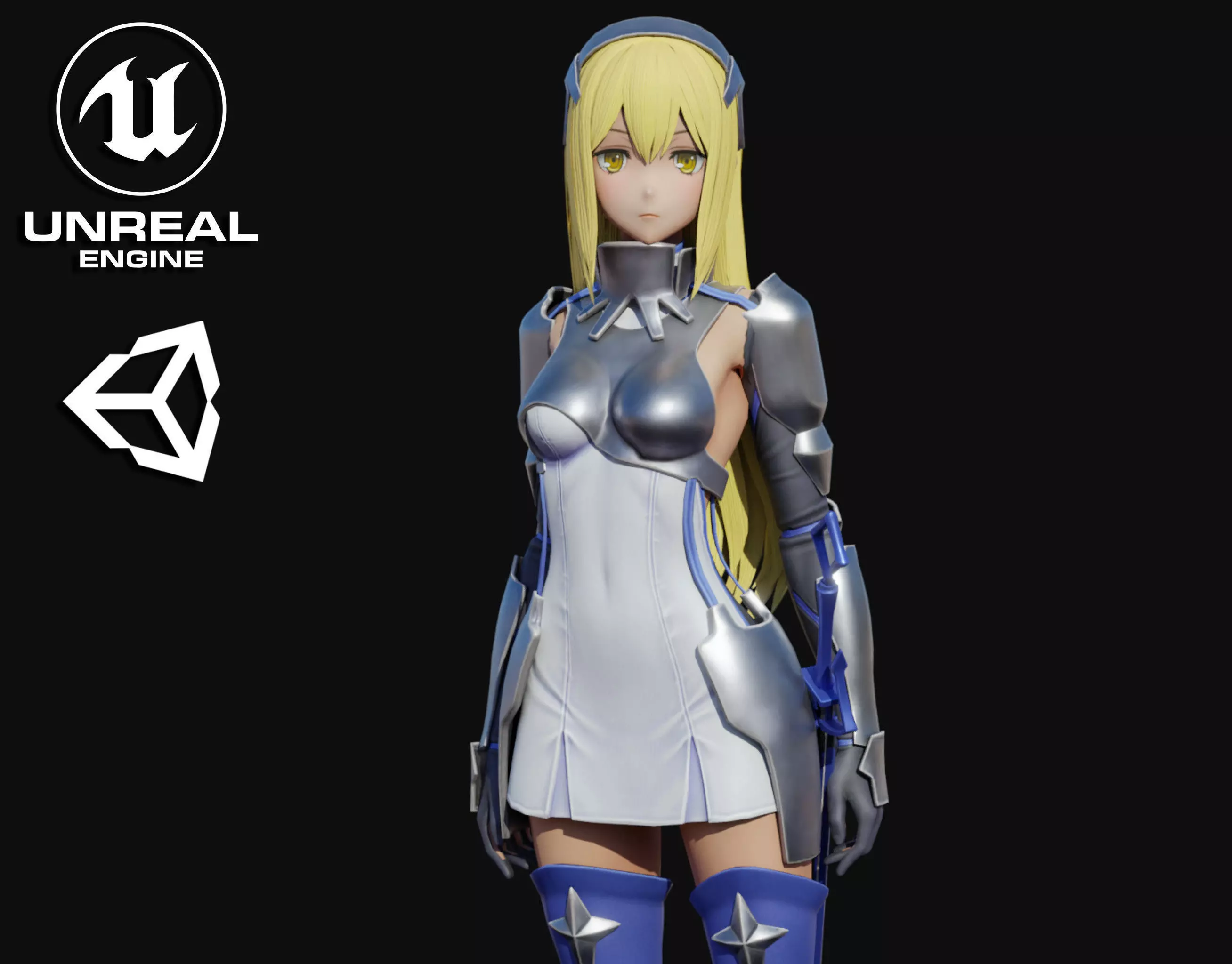 Girl Future Low-poly 3D model_0