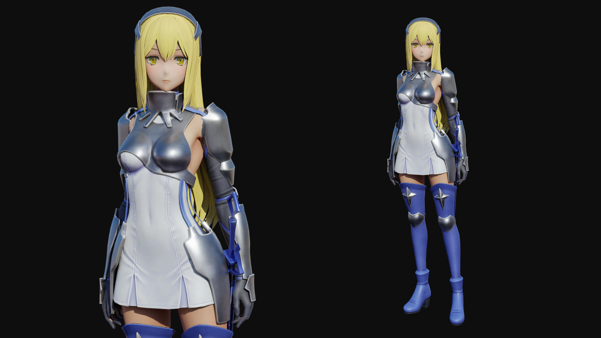 Girl Future Low-poly 3D model_1