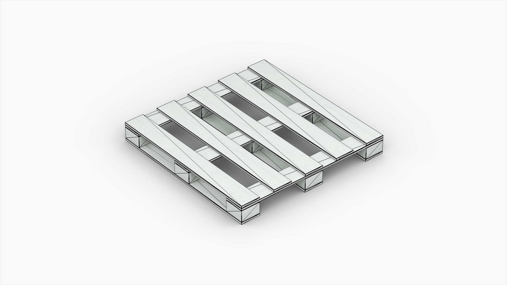 Wooden Cargo Euro Pallet Low-poly 3D model_5