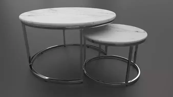 Table 3d Model marble nesting tables Low-poly 3D model