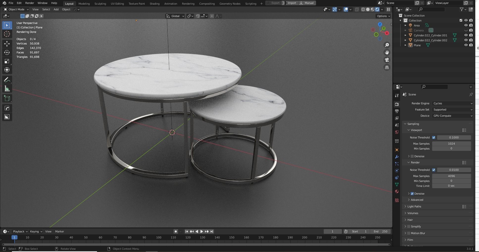 Table 3d Model marble nesting tables Low-poly 3D model_2
