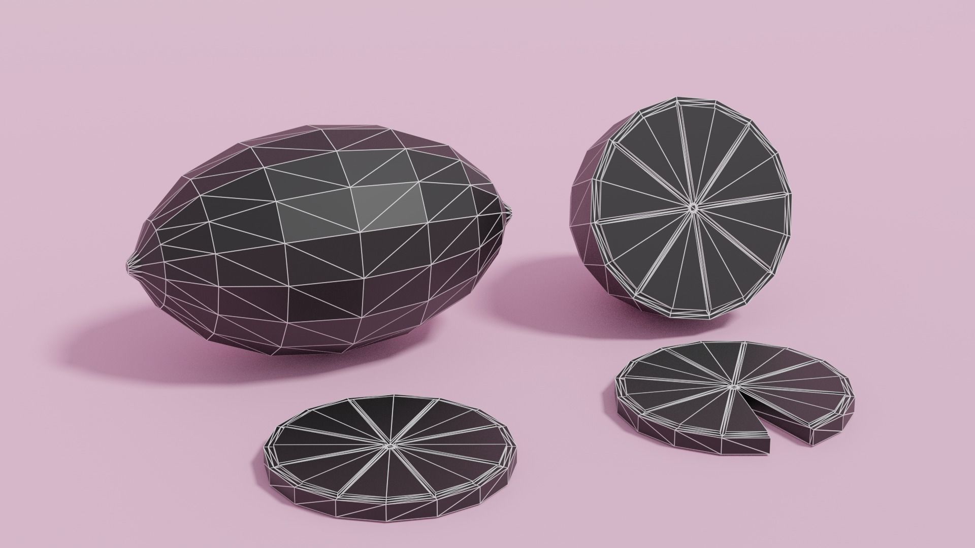 Low Poly Cartoon Lemon Low-poly 3D model_11