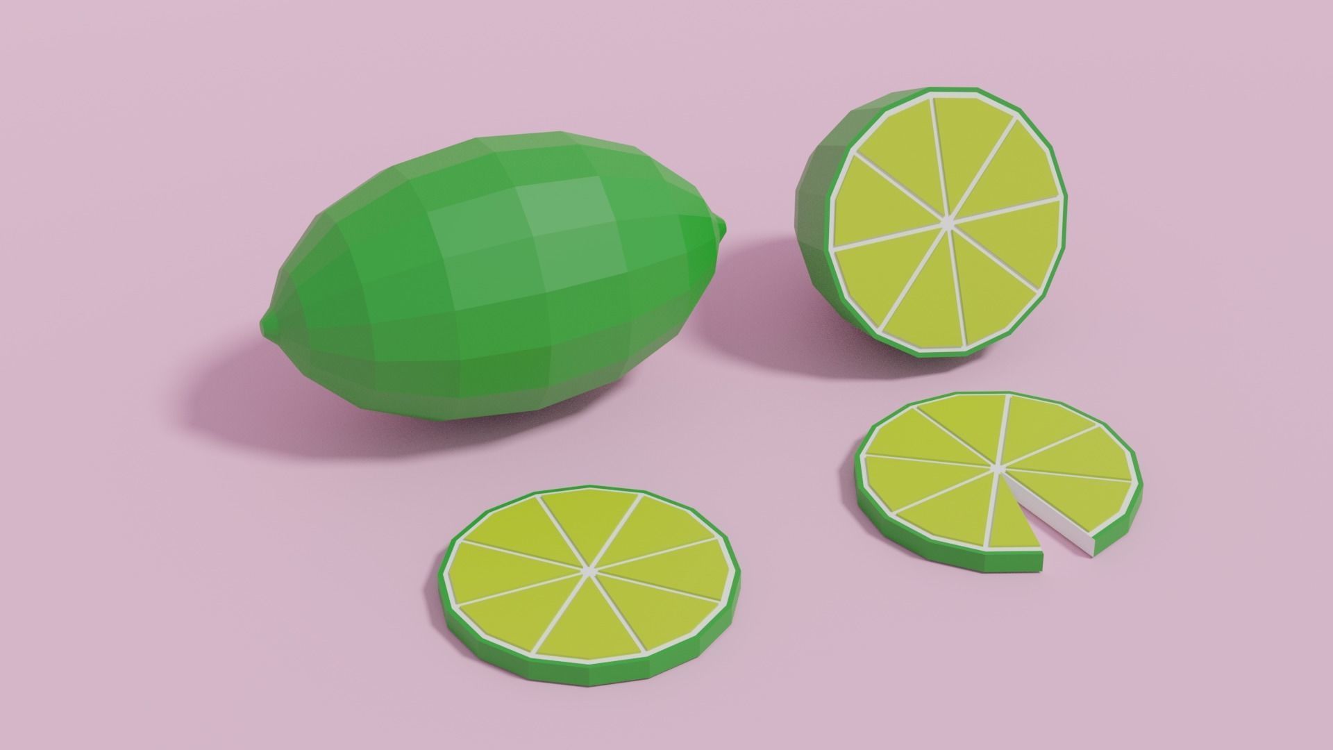 Low Poly Cartoon Lemon Low-poly 3D model_10