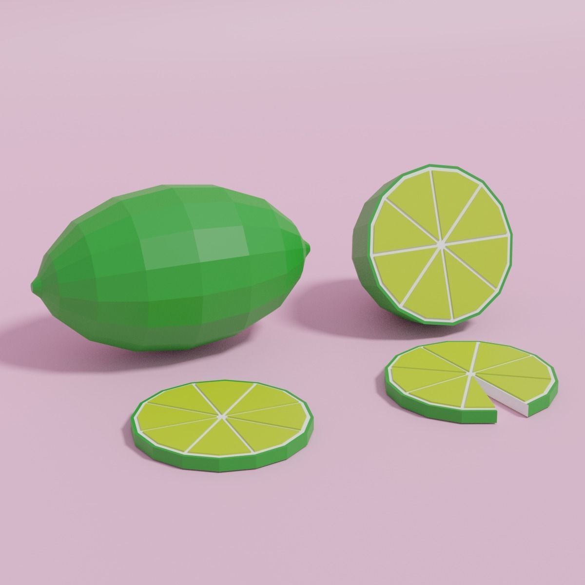 Low Poly Cartoon Lemon Low-poly 3D model_6