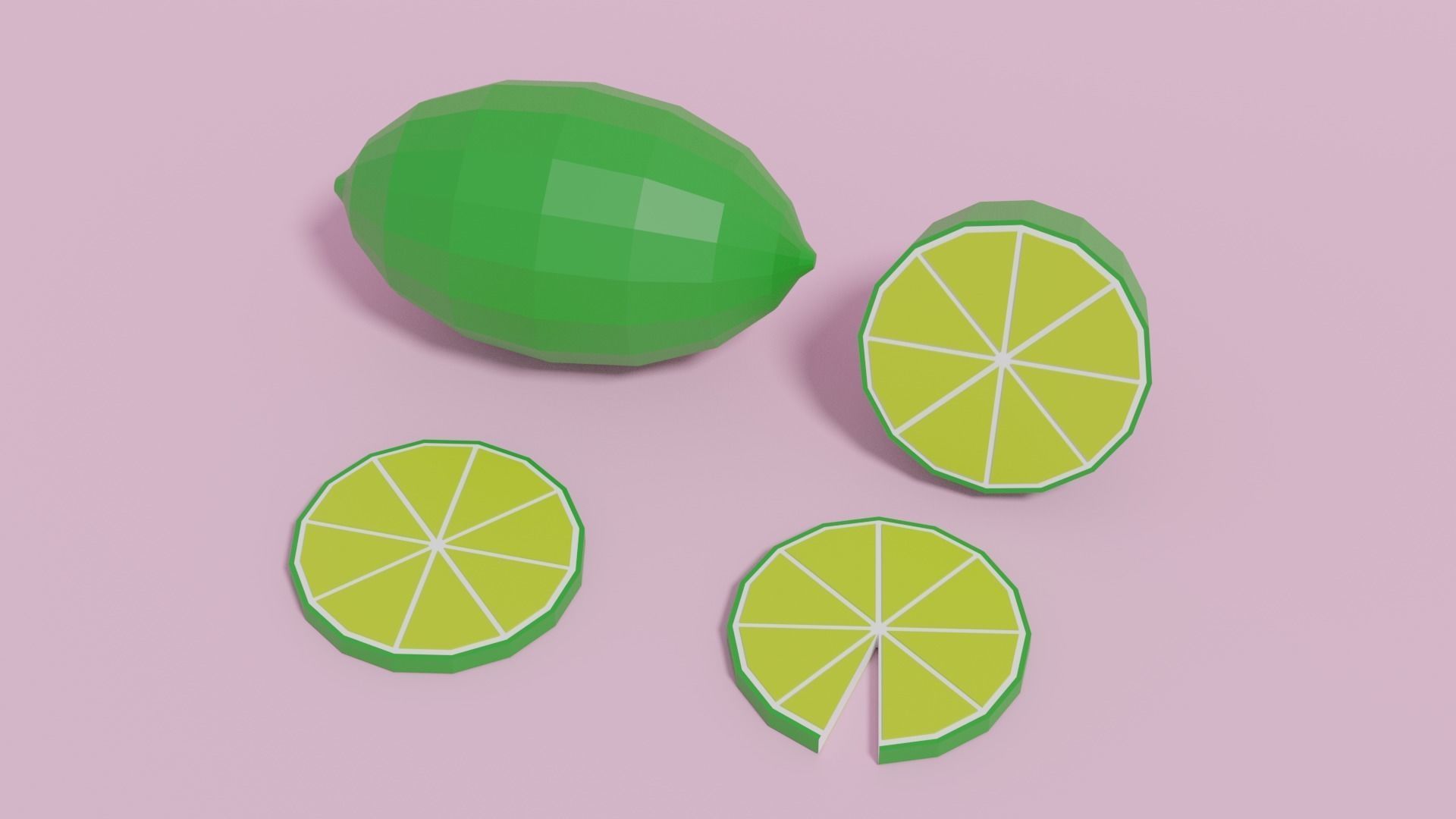 Low Poly Cartoon Lemon Low-poly 3D model_5