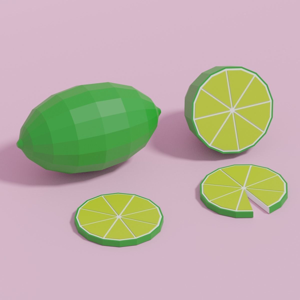 Low Poly Cartoon Lemon Low-poly 3D model_4
