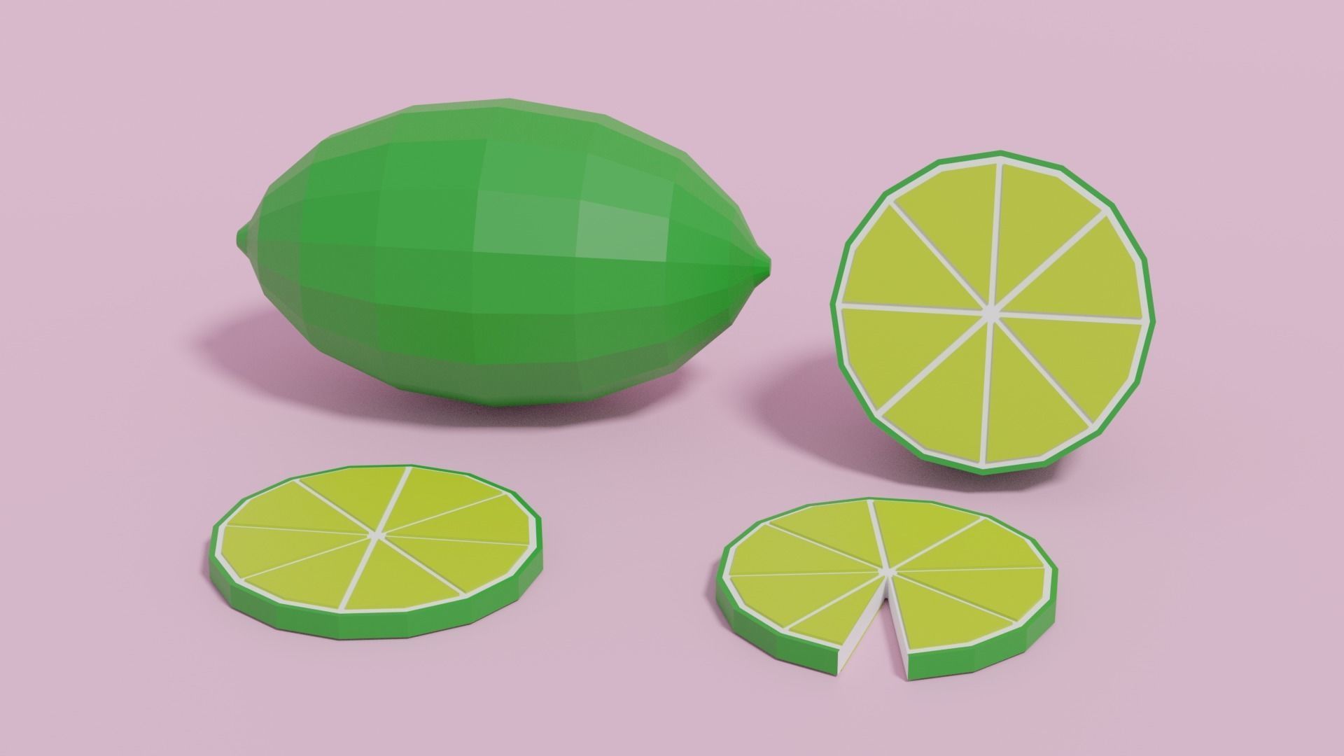 Low Poly Cartoon Lemon Low-poly 3D model_8