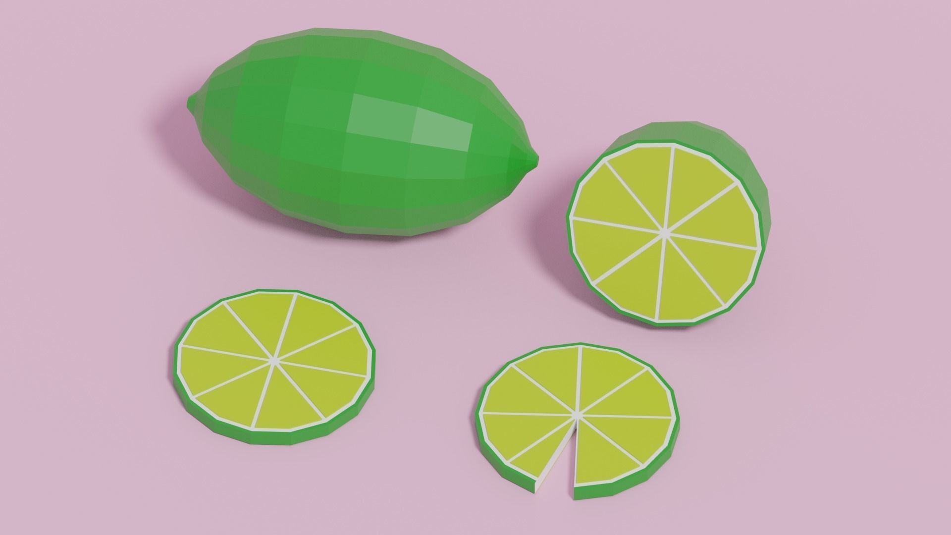 Low Poly Cartoon Lemon Low-poly 3D model_7