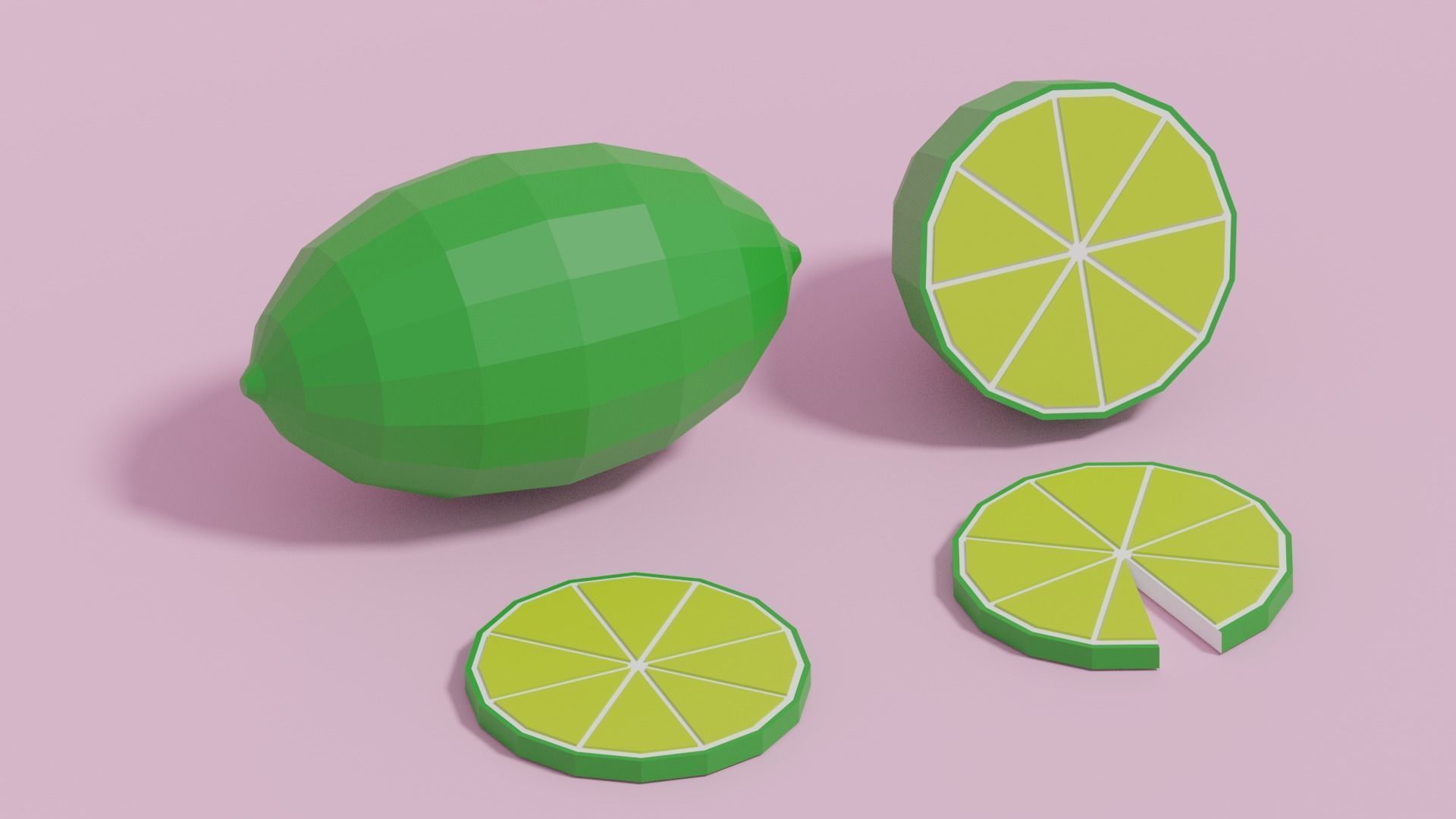 Low Poly Cartoon Lemon Low-poly 3D model_2