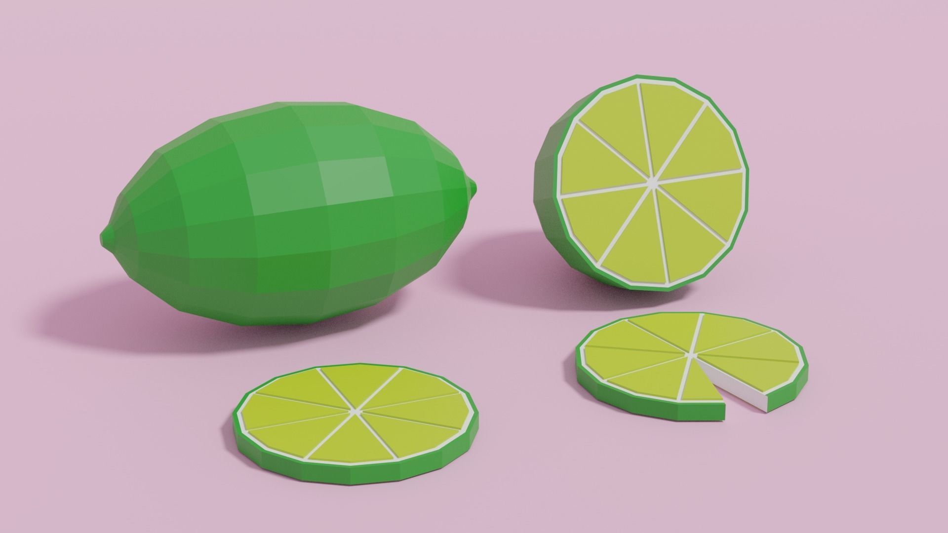 Low Poly Cartoon Lemon Low-poly 3D model_9