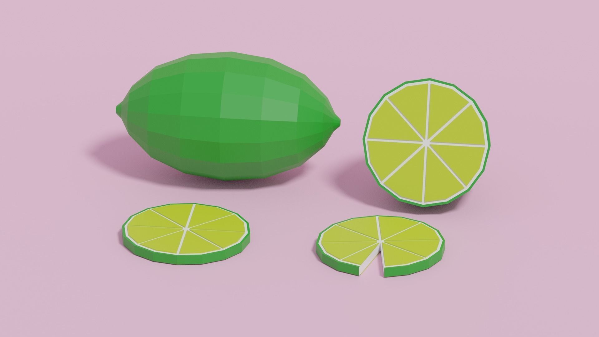 Low Poly Cartoon Lemon Low-poly 3D model_1