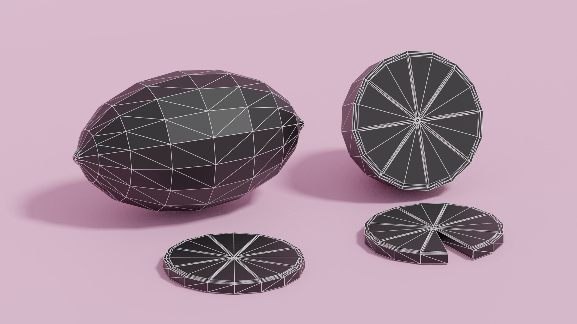 Low Poly Cartoon Lemon Low-poly 3D model_3