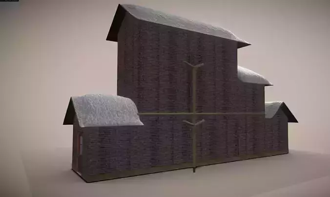 LowPoly House With Snow Roof
