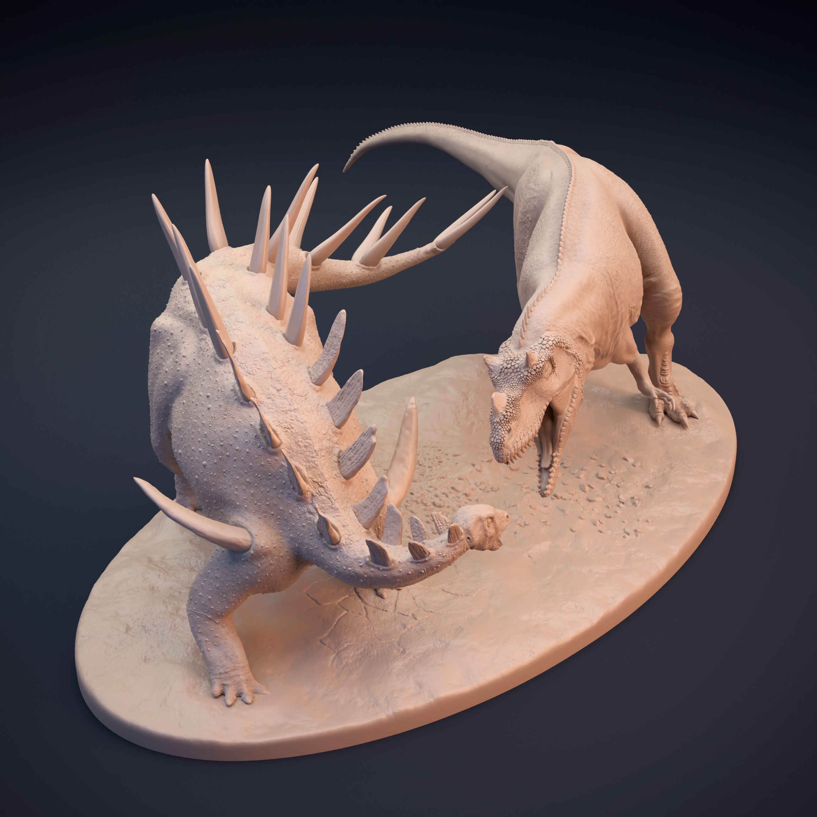 Kentrosaurus vs Ceratosaurus scene 3D print model_8