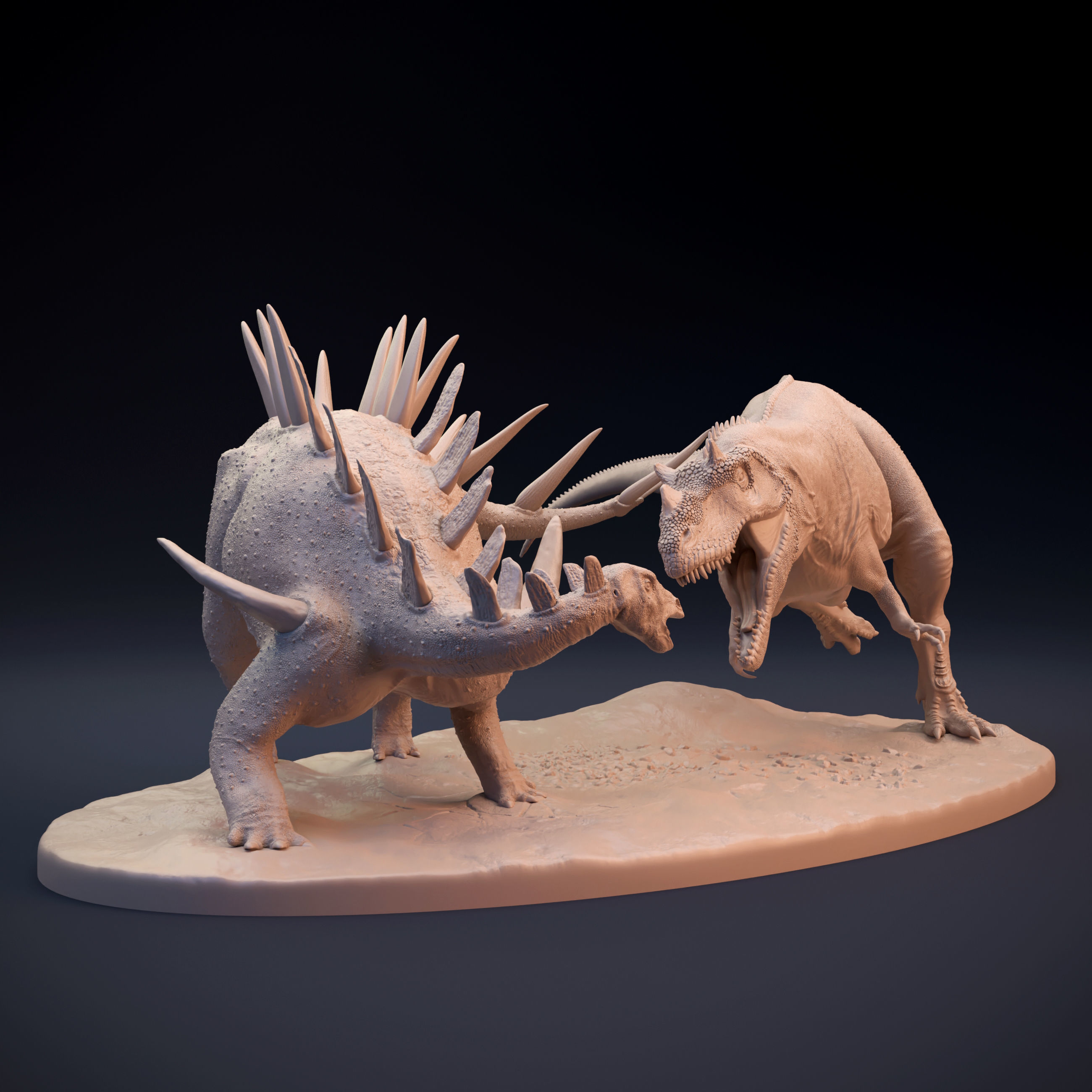 Kentrosaurus vs Ceratosaurus scene 3D print model_1