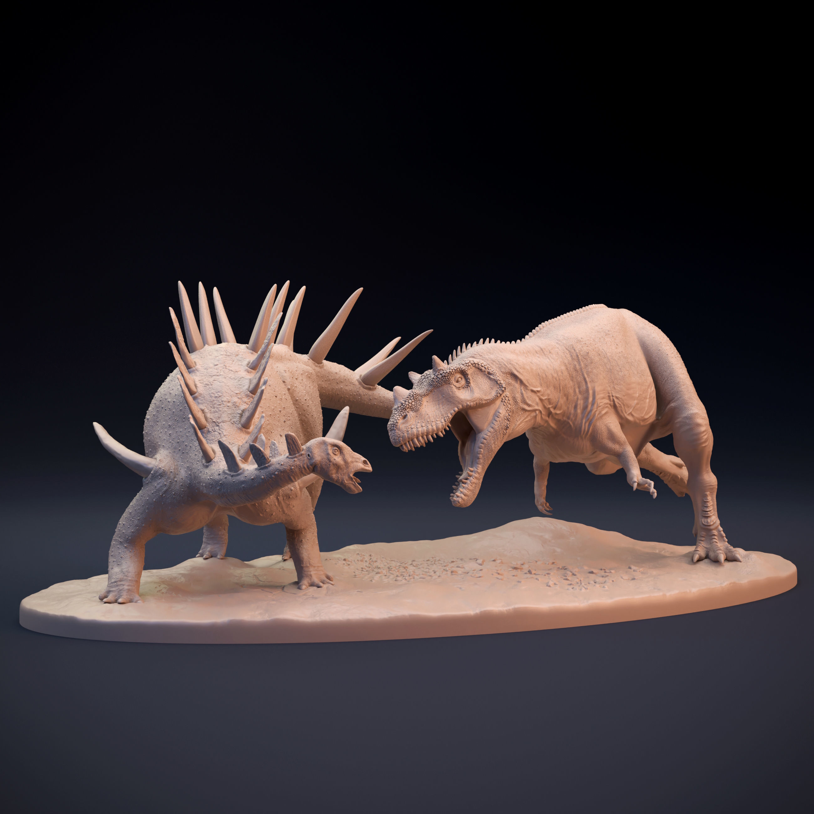 Kentrosaurus vs Ceratosaurus scene 3D print model_2