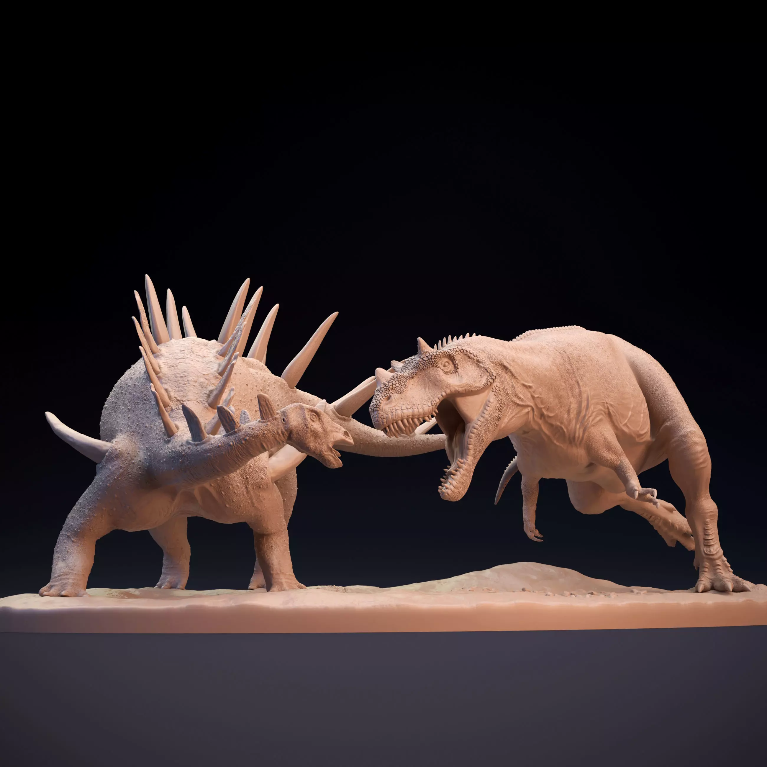 Kentrosaurus vs Ceratosaurus scene 3D print model_0