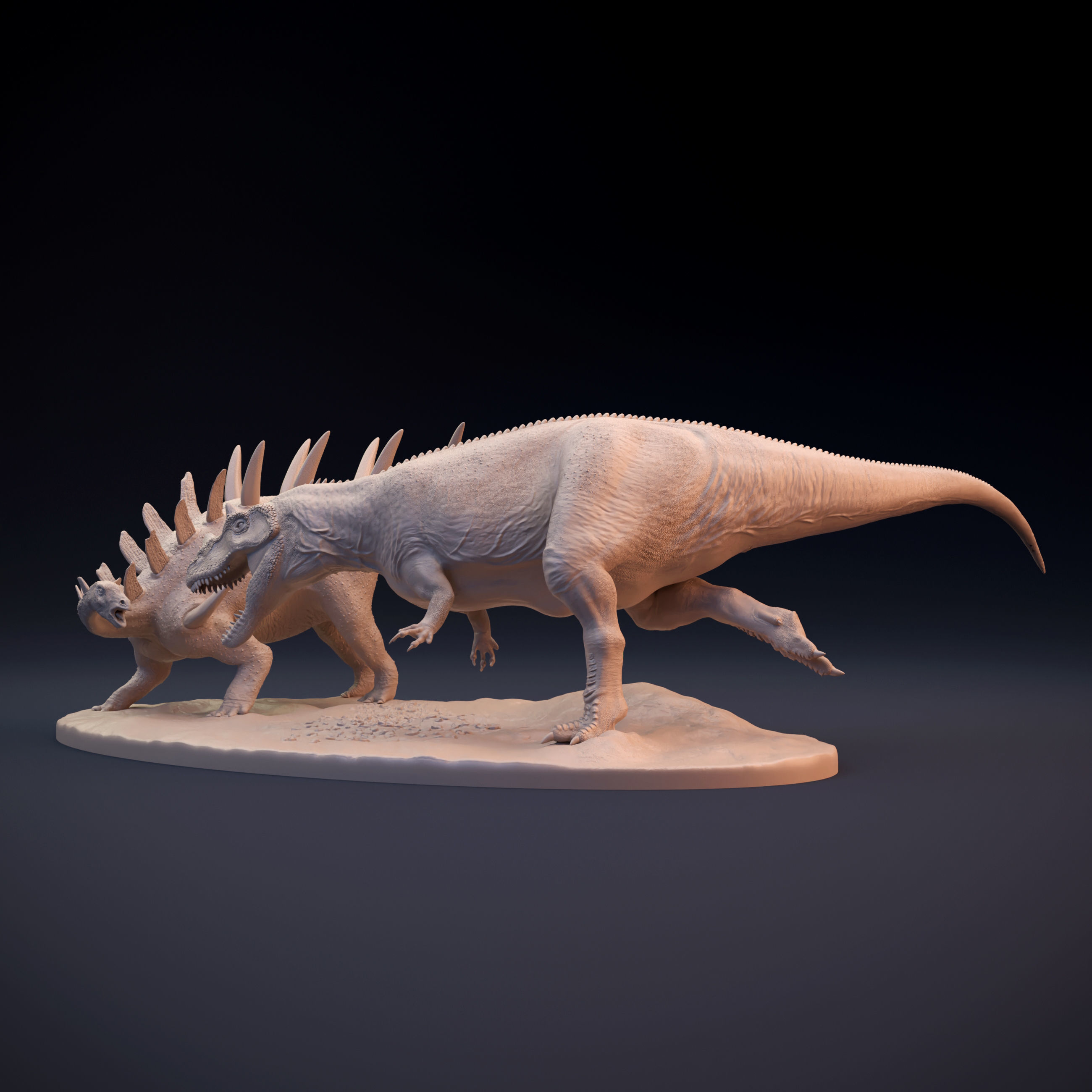 Kentrosaurus vs Ceratosaurus scene 3D print model_4