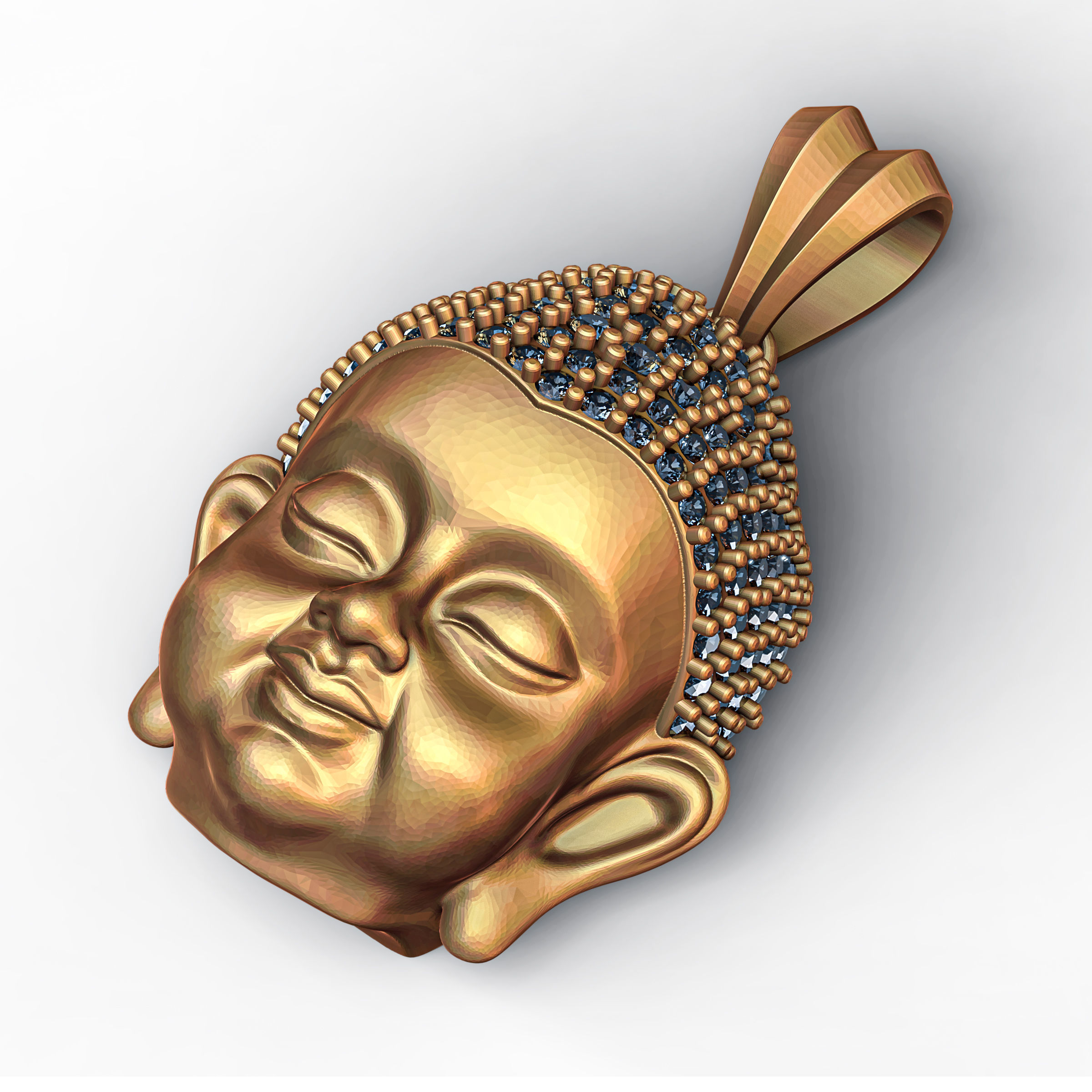 Baby Buddha Diamond Pendant    3D print model_1